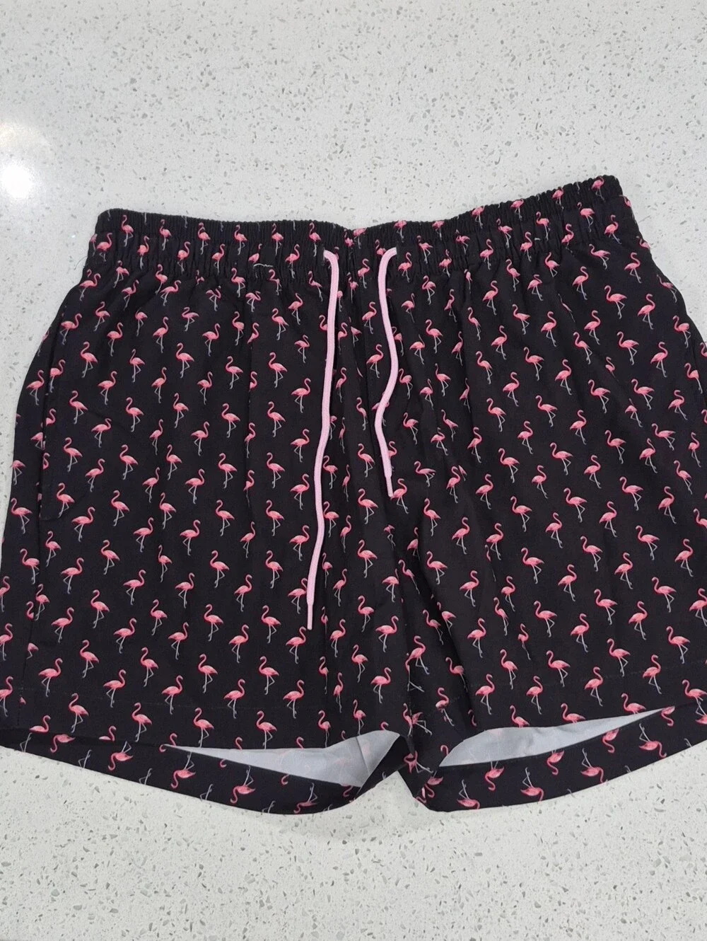 Men's Black Flamingo Swim Trunks